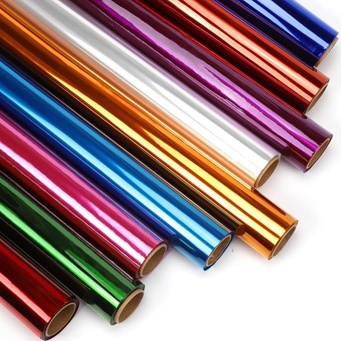 Nitelemn 9 Colors Transparent Colored Cellophane Wrap, Cellophane Paper Roll for Gift Baskets, Treats Wrapping, DIY Arts Crafts Project Decoration(17” x 10ft x 9Rolls)
