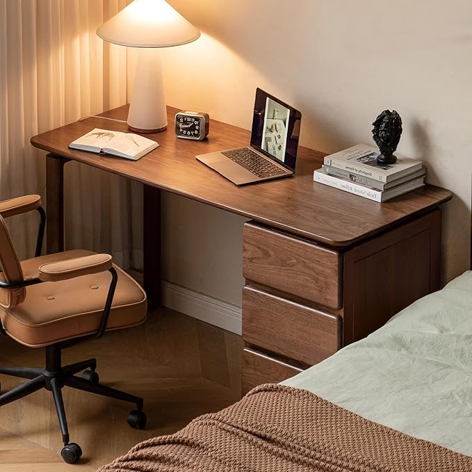 YESWOOD Home Office Desk, Gaming Desk, Mid Century Modern Computer Desk, Writing Desk with File Drawer for Study PC Desks 62.99" W