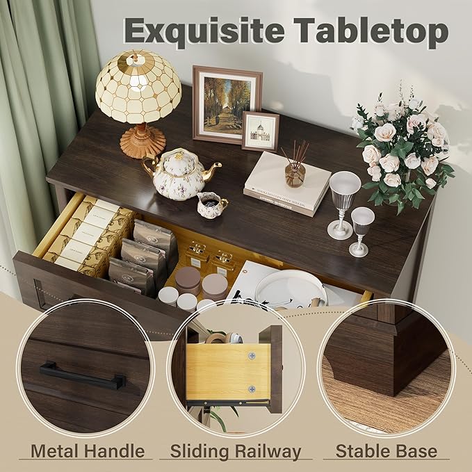 YESHOMY Tall Dresser for Bedroom, Farmhouse 5 Drawers Dresser, Chest of Drawer Chest, Multi-Tier Clothing Storage Cabinet, Brown