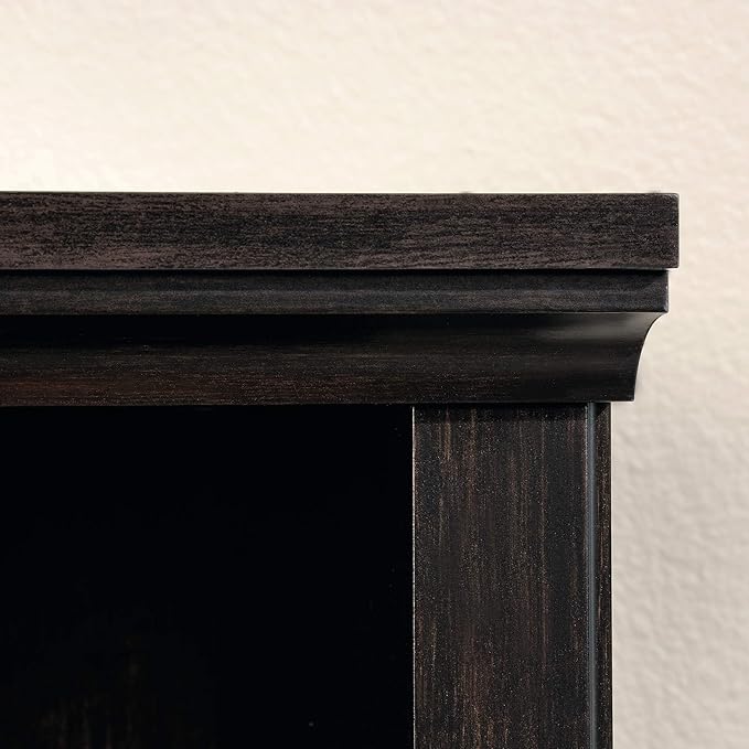 Sauder 3 Tier Book Shelf Wooden Bookcase Multipurpose Bookshelf for Home Office, Living Room, in Estate Black | Multipurpose, Bookshelf, for Home Office, Living Room