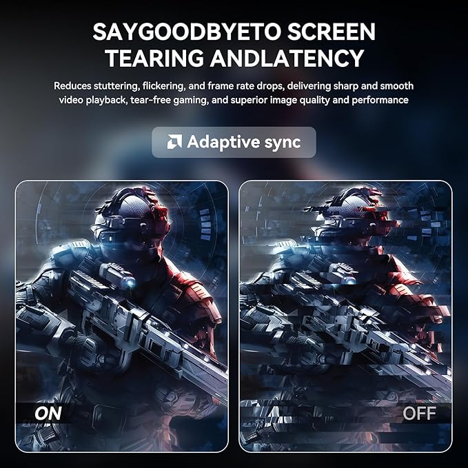 27 Inch QHD 2560×1440 Flat Gaming Monitor,180Hz MPRT 1ms Computer Monitor,HDMI2.0×2, DP1.2×2, Freesync,4000:1 Contrast Ratio, 99% sRGB,HDR
