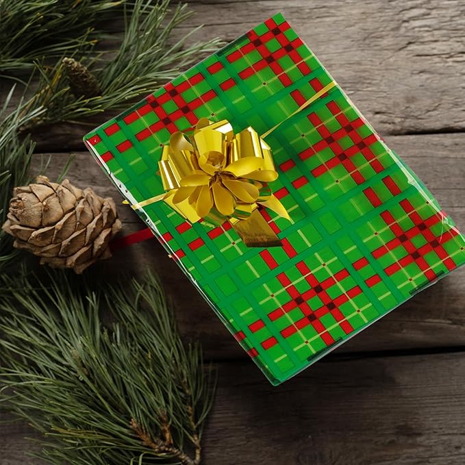 CMFYHM Christmas Cellophane Wrap Roll (34" x 100’Ft) 3 Mil Thicken Long Film Gift Wrappings for Baskets, Box,Wine, Christmas Decor