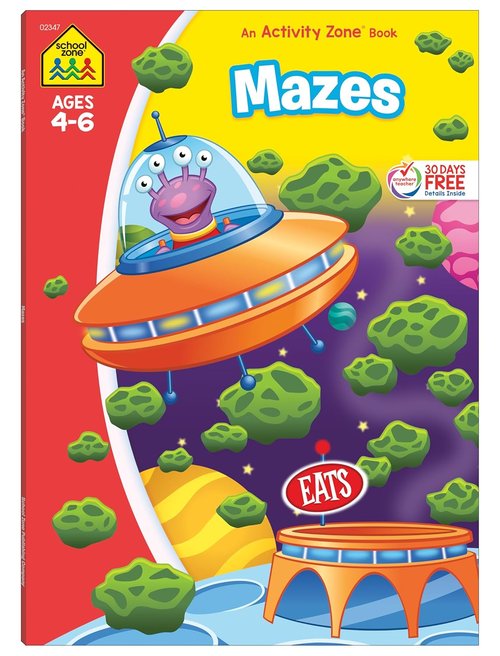 School Zone Mazes Workbook - Engaging Maze Puzzles for Preschool to 1st Grade | 64 Pages, Ages 4-6
