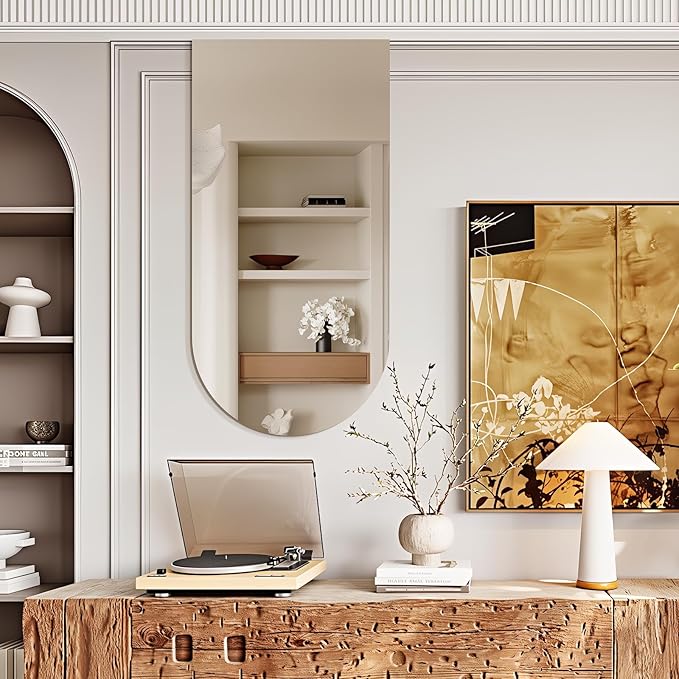 Niccy Arched Mirror, 20"x32" Arch Bathroom Mirror, Decorative Modern Mirrors for Bathroom, Bedroom, Living Room, Entryway, Frameless Vanity Mirror, Unique Wall Mounted