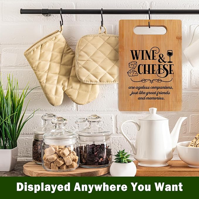 Lacama Wine Gifts Cheese Gifts for Women Cutting Board, Funny Wine Gift for Christmas Birthday for Mom Men Women Frinends Family, Kitchen Decorative Bamboo Cutting Board