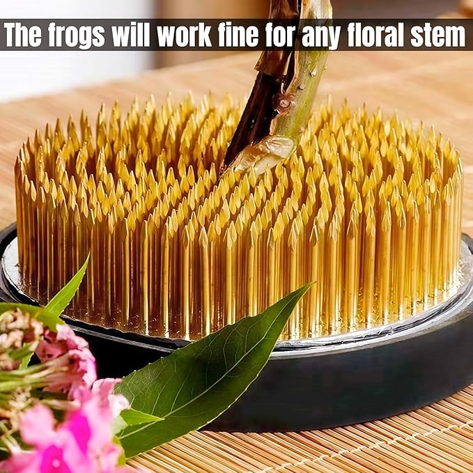 Brass Pin Floral Frog Ikebana Kenzan Flower Arranger Holder with Lead Base Rubber (1.97inch/50mm)