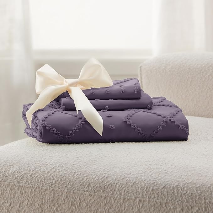Bedsure Boho Duvet Cover King Size,Grayish Purple Breathable & Soft Boho Bedding,Machine Washable Comforter Cover for All Seasons, Includes 1 Duvet Cover 104"x90" with 2 Pillow Shams & Zipper Closure