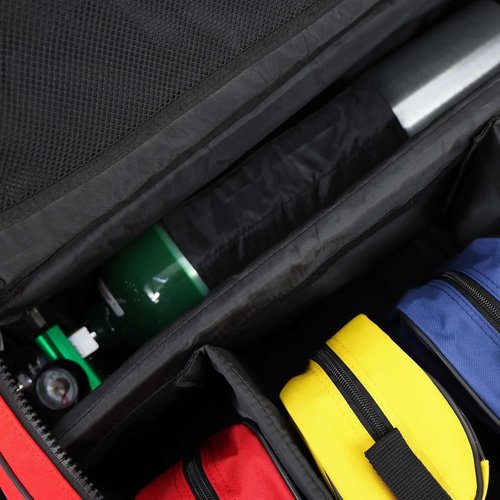 Lightning X X-Tuff Modular Oxygen Trauma Bag - Removable Organizer Pouches for EMS/EMT | Red
