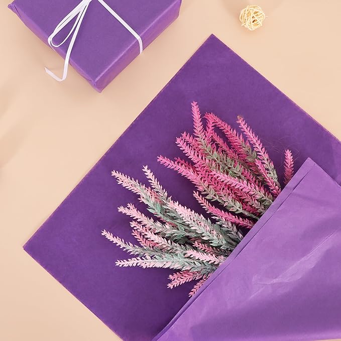 BEISHIDA 100 Sheets Dark Purple Tissue Paper Bulk, Wrapping Tissue Paper for Gift Bags, 14 x 20 Inch Gift Wrap for Halloween Birthday Graduation DIY Crafts Holiday Flowers
