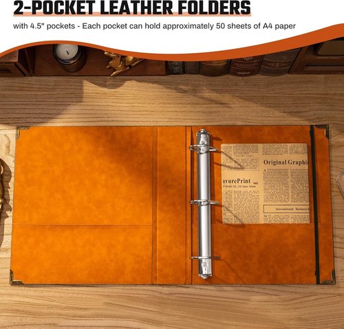 Ovesmusl Leather D-Ring Binder - 2 Inch Holds 550 Sheets | Fits 8.5"x11" Letter Size Paper - Green Tree Design