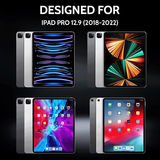 Peslv 360° Privacy Screen for iPad Pro 12.9 Inch 2018 2020 2021 2022, Anti Glare Blue Light Spy Filter Private Cover, High Sensitive Bubble-Free Easy Install Black Security Protector