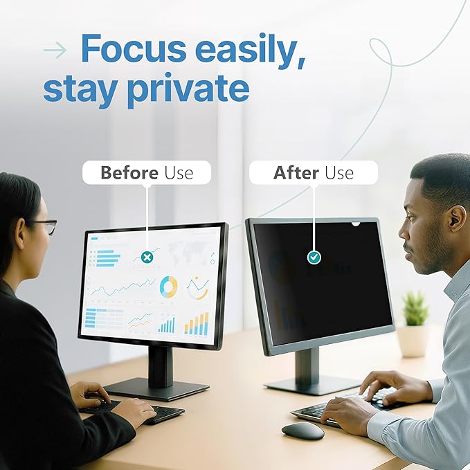 VINTEZ 21.5 Inch 16:9 Privacy Screen for Computer Monitor and Laptop - Anti Glare Protector Film Blue Light Filter Eye Protection - Computer Screen Privacy Shield, [1 Pack]