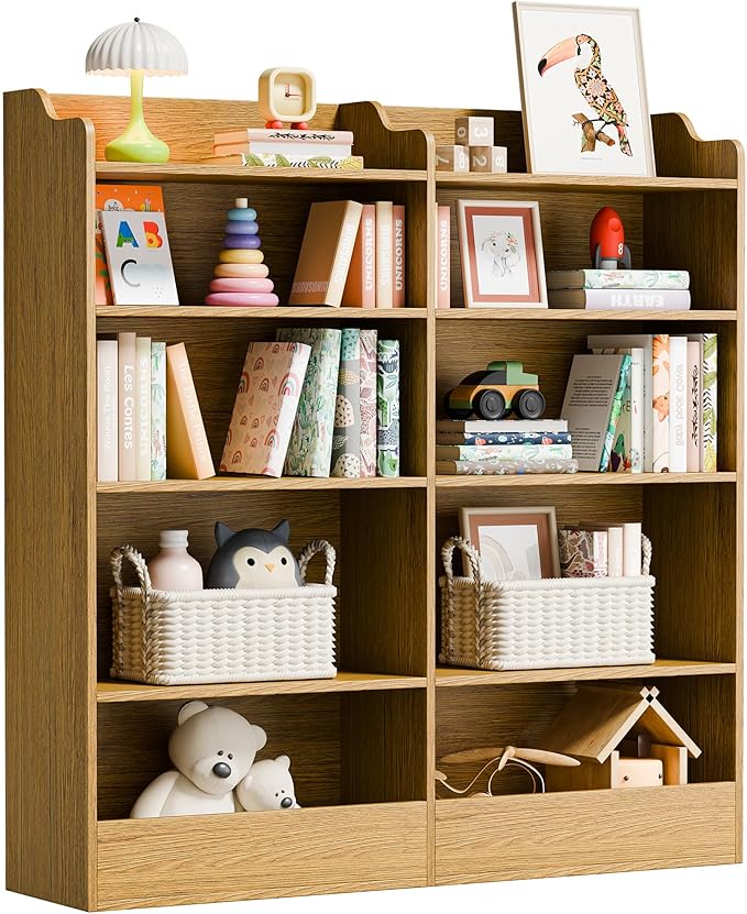 Cozy Castle 5 Tier Kids Bookshelf, 10 Cube Kids Toy Storage Organizer,Toddler Bookcase Storage Cabinet for Playroom, Bedroom, Kid Room, Reading Nook,Nursery (Natural)
