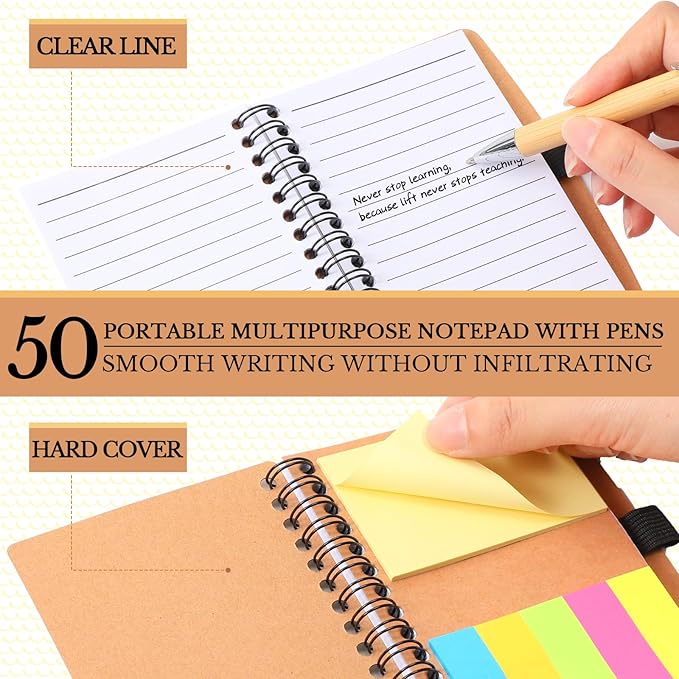 Jetec Inspirational Notebooks Bulk Spiral Notebook with Sticky Notepad Motivational Pens Valentines Day Gifts for for Employee Coworker Nurse Staff Teacher Nurse Volunteer(50 Sets,Difference Maker)