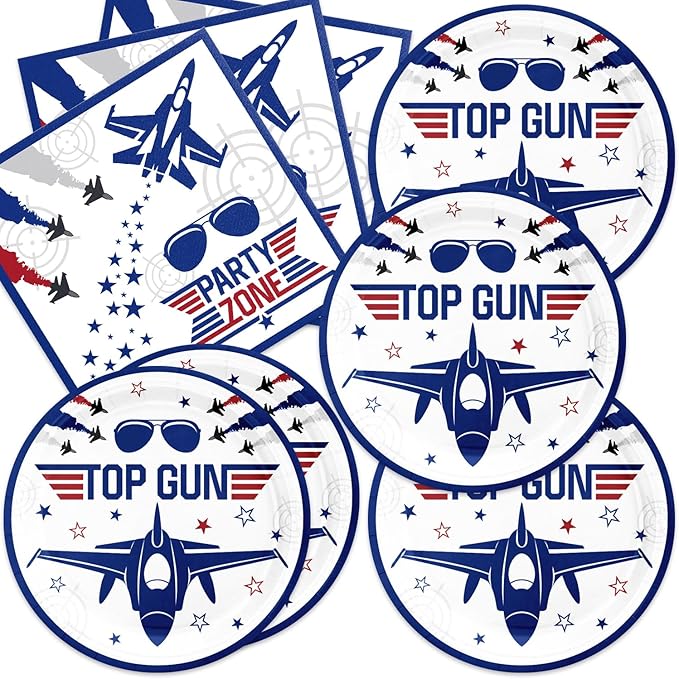 40Pcs Air Force Party Decorations Navy Blue Birthday Plates and Napkins Sets for Airplane Party Favors Supplies Air Force Decorations for Boys Baby Shower Birthday Decor