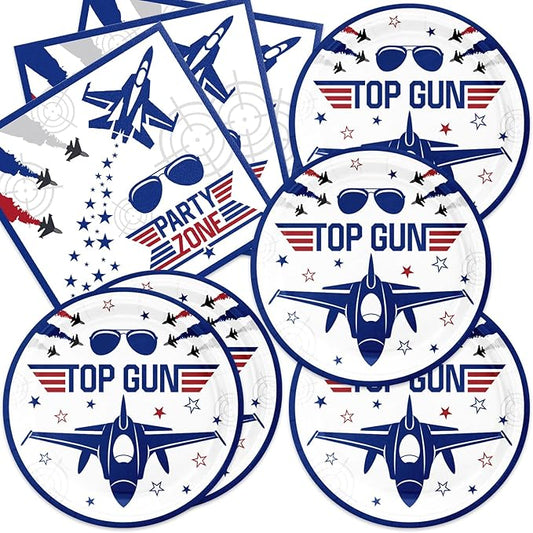 40Pcs Air Force Party Decorations Navy Blue Birthday Plates and Napkins Sets for Airplane Party Favors Supplies Air Force Decorations for Boys Baby Shower Birthday Decor