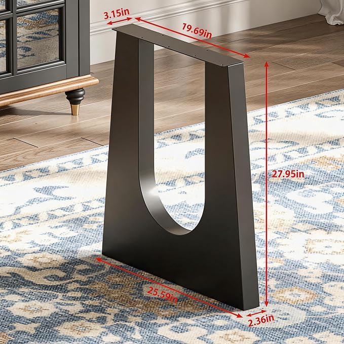 FUSHIAIPTC 28 Inch Desk Legs, Metal U-Shaped Table Legs, Heavy-Duty 1500lbs Lbs for Office Gaming Desk Dining, Adjustable Floor Protectors Easy Assembly