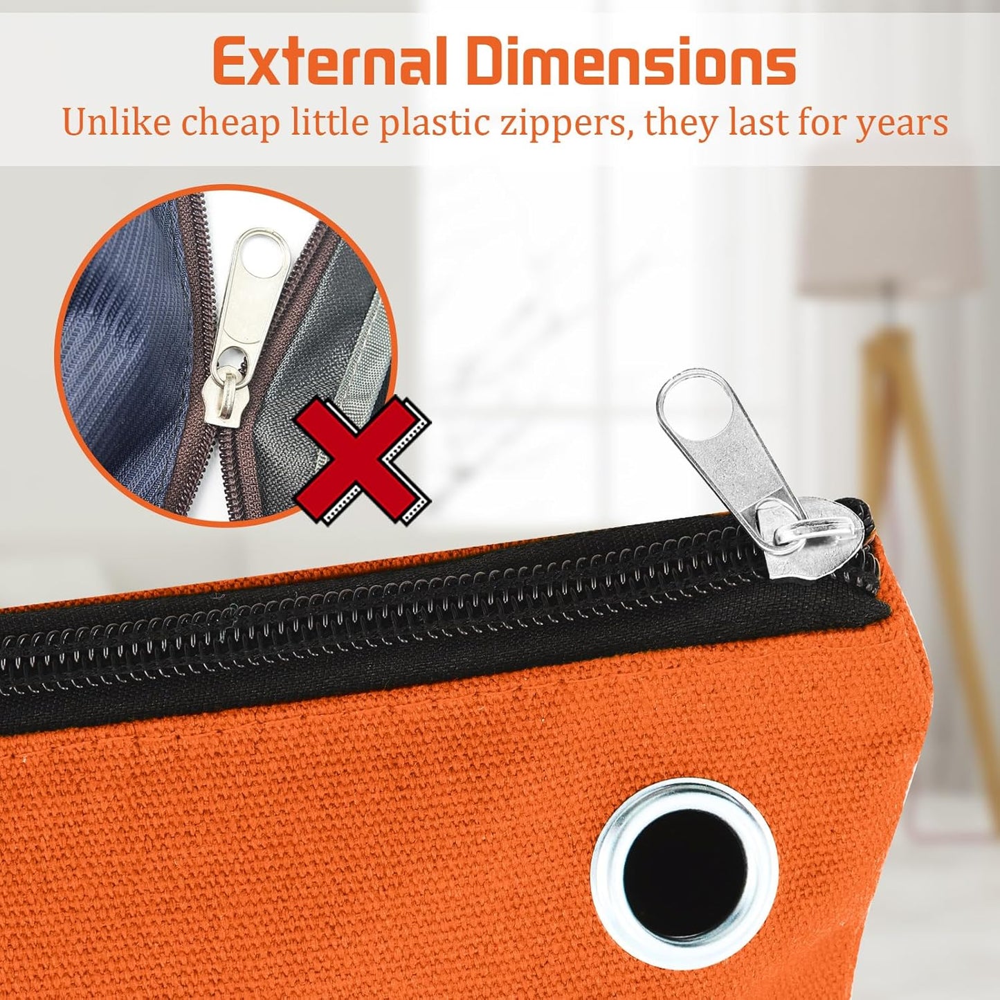 Skiennix Interoffice Mailer Canvas Transit Sack - Large 18" x 14" Zipper Pouch with Grommet | Orange