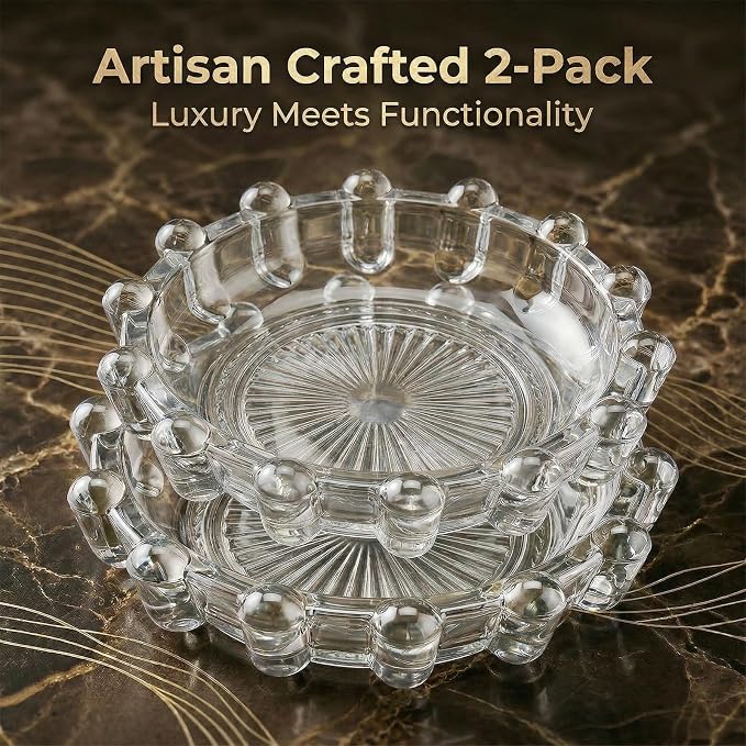Bubble Smoky Glass Candle Holder – Modern Anthropologie-Inspired Decor Dish for Small Candles & Diffusers | Stylish Tabletop Accent for Home Bar & Cozy Living Spaces (2, Clear)