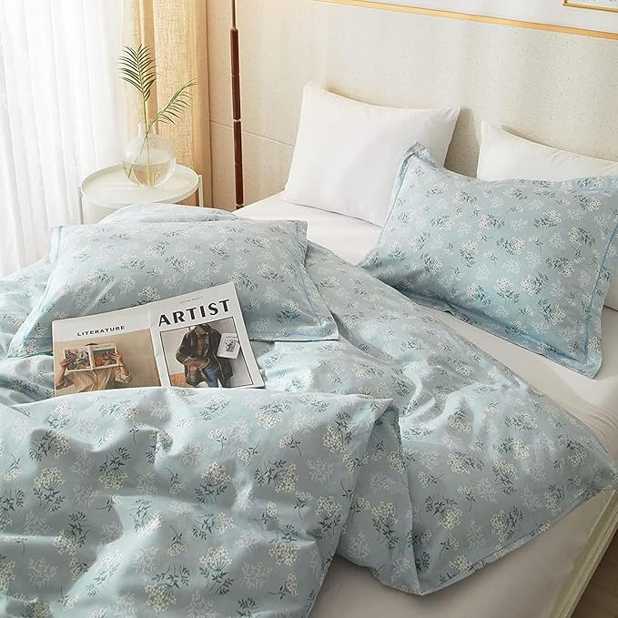 VM VOUGEMARKET Blue Floral Comforter Set Twin XL Soft Fluffy Bedding Set Vintage Garden Flower Comforter Botanical Bedding Comforter for Teen Girls Women All Season Comforter Set