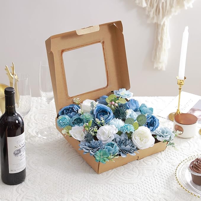 Artificial Flowers Combo, Fake Flowers for DIY Tables Centerpieces Baby Shower Bridal Shower Wedding Bouquet Arrangements Party Candle Holder Cake Decor Flower Home Decorations