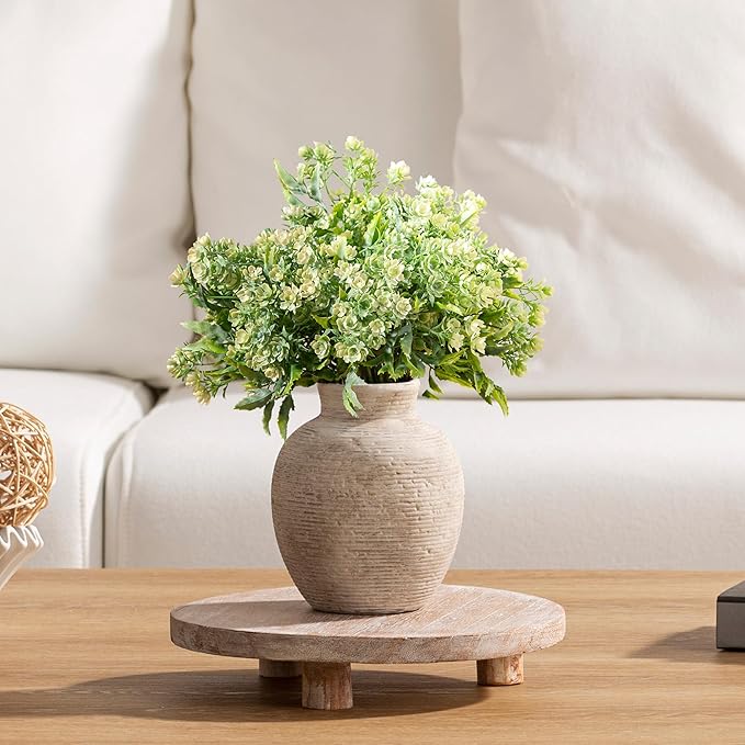 Ceramic Flower Vase Home Decor - Small Farmhouse Table Vases Rustic Vintage Living Room Kitchen Bedroom Decorations for House Book Shelf Office Coffee Desk Dining Fireplace (6" Retro)