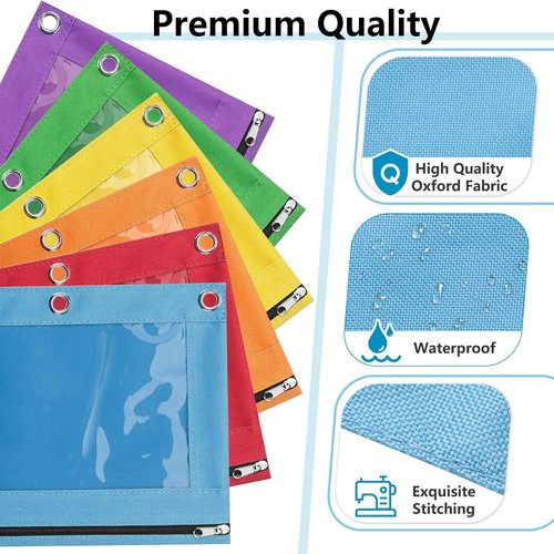 Forvencer Pencil Pouch - Clear Window Pencil Case with Smooth Zipper | Big Capacity for 3 Ring Binder, Azure Blue
