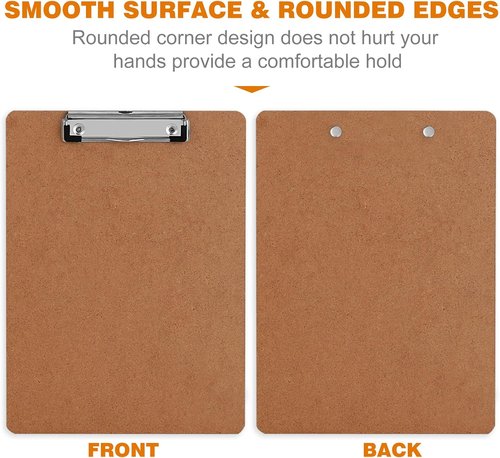 Herkka 25 Pack Hardboard Clipboards - Eco-Friendly Low Profile Design | Standard A4 Letter Size