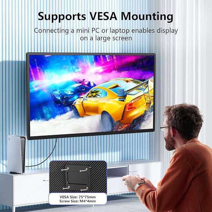 23.8" Large Portable Monitor, 2.5K QHD 180Hz Laptop Screen Extender, 150% RGB 178° IPS, Speakers & USB Hub for Office/Gaming with Kickstand, Travel Monitor for Laptop/PC/Mac/Xbox, VESA USB-C & HDMI