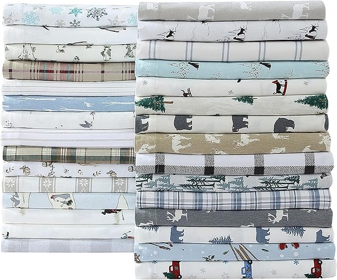 Eddie Bauer - King Sheets, Cotton Flannel Bedding Set, Brushed For Extra Softness, Cozy Home Decor (Lakehouse Plaid, King)