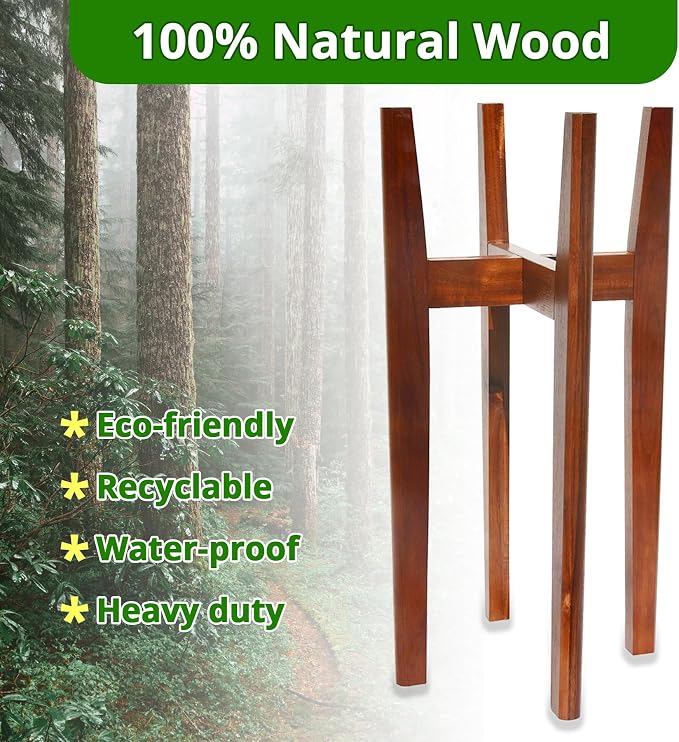 MAVOTER 24" Tall Plant Stand ,Wood Plant Stands Indoor, Mid Century Plant Corner Flower Holder Outdoor Suitable for Plant Pots & Water Dispenser Under 10" (Pot & Plant Not Included)