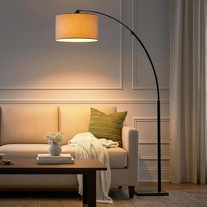 Brightech Logan Arc Floor Lamp, Bright Standing Lamp for Living Rooms, Offices & Bedrooms, Modern Living Room Décor, Tall Hanging Floor Lamp for Reading and More – Black
