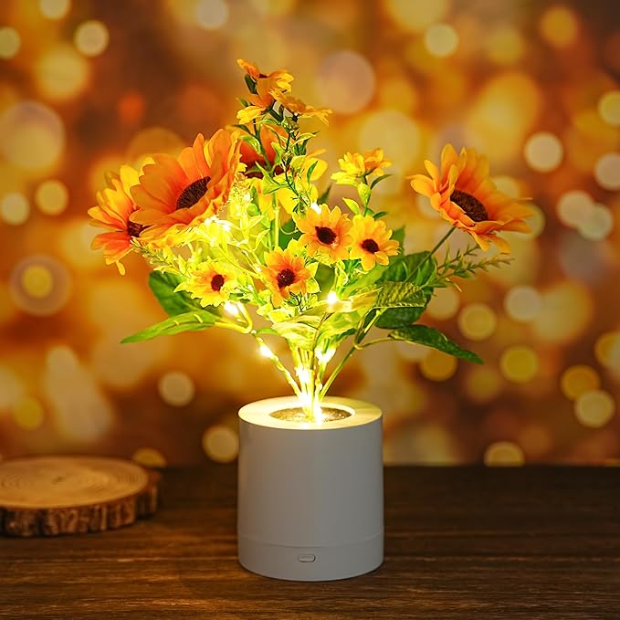 WSYEAR Sunflower Flower Lamp Gifts for Women, Birthday Christmas Ideal Gifts for Mom Granddaughter Girlfriend Friend Wife, Bedroom Bar Coffee