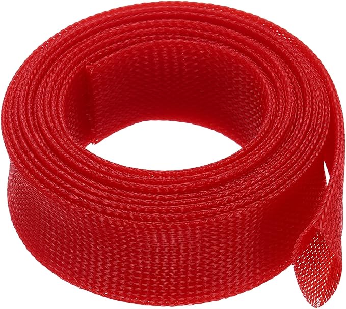 uxcell Expandable Sleeving,2 3/8-inch 10ft Cable Sleeve, Red