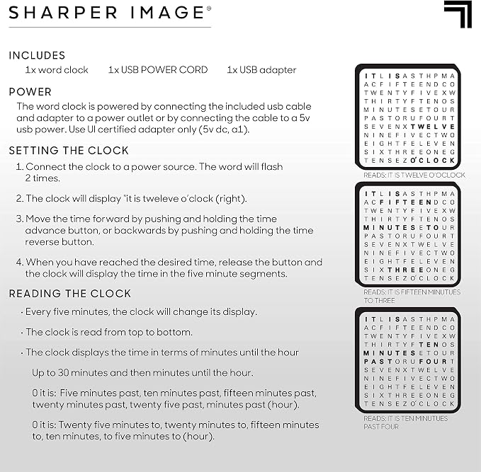 Sharper Image LED Word Digital Clock, 7.75", Copper Finish, Light-Up Desk & Wall Clock, Modern Time Display, Shelf or Wall Decor for Home Office, Living Room, Kitchen & Bedroom, Housewarming Gift