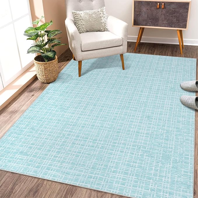 Washable Rugs 10x13 Rug for Living Room Modern Bedroom Rug Aesthetic Green Large Area Rug Non Slip Throw Rugs Soft Low Pile Stain Resistant Carpet for Dining Room 10'x13' Mint Green