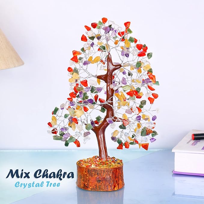 Chakra Tree - Crystal Tree - Feng Shui Tree - Crystal Tree for Positive Energy - Money Crystal Stone - Bonsai Tree - Chakra Tree of Life Decor - Tree of Life Sculptures Tabletop - Good Luck Gifts