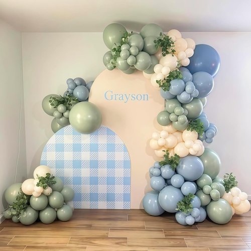 Regine Switzerland 35PCS Latex Balloons - Sage Green & Blue for Baby Shower | Rabbit Theme Party Decor