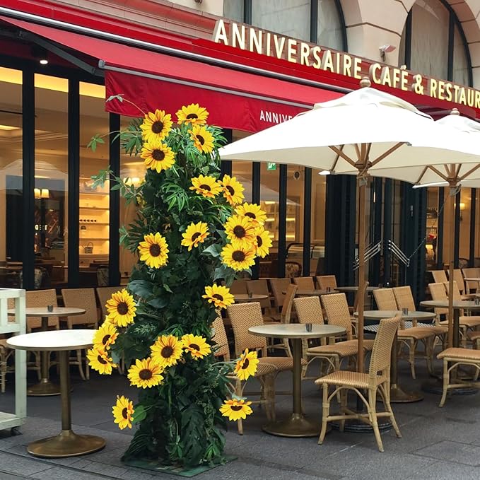 Artificial Sunflowers 23.6in 10 Bundles Total 30 Heads Fake Flowers Bouquet,Realistic Silk Artificial Yellow Sunflowers for Wedding Home Office Parties Summer Decoration