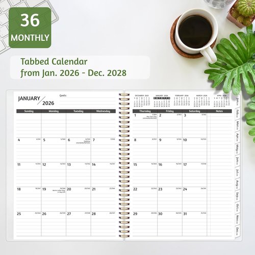 Monthly Planner 2026-2028 by [Brand Name] - 36-Month Calendar with Flexible Cover & Habit Tracker, 8.5'' x 11''