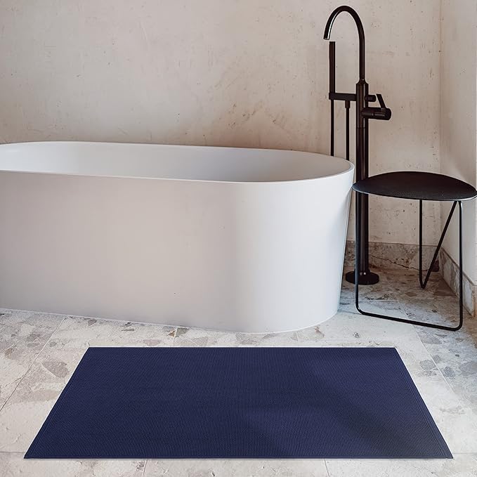 Cotton Paradise 100% Cotton Turkish Bathmat Rug, Soft Absorbent Quick Dry Non Slip, 20x34 Bathmat Rug, Navy Blue