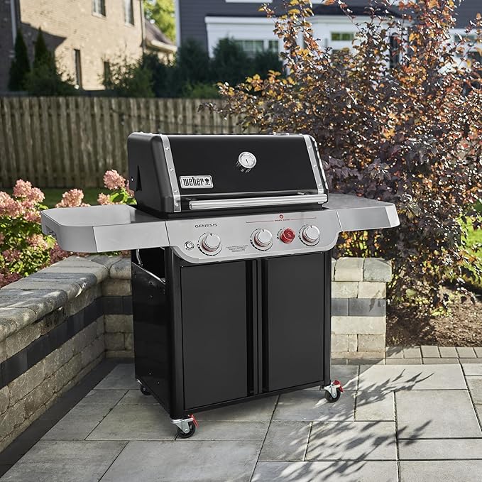 Weber Genesis E-325 Liquid Propane Gas Grill for Outdoor Cooking, 3 Burners, Black