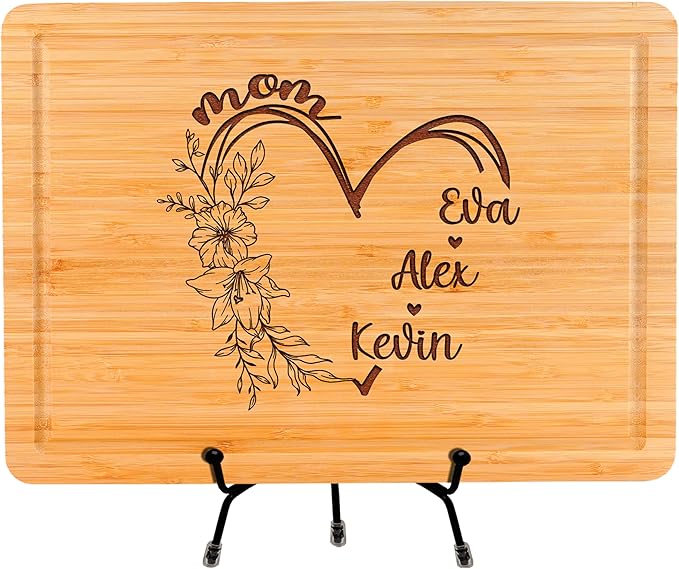 Personalized Cutting Board for Mom & Grandma – Custom Engraved Kitchen Gift with Kids’ or Grandkids’ Names | Perfect Christmas, Birthday, or Mother’s Day Gift for Mom and Grandma