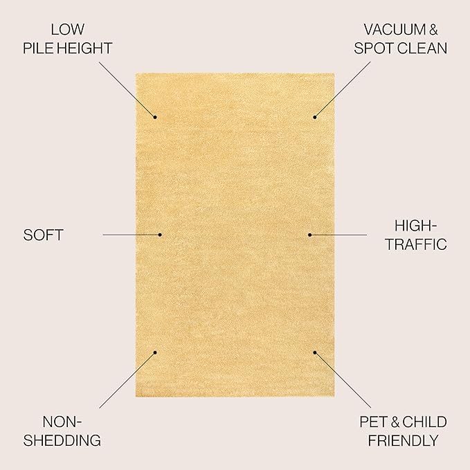 JONATHAN Y Haze Solid Low-Pile Mustard Indoor Area Rug 4x6, Coastal,Bohemian,Minimalist,Classic, Easy-Cleaning for Living Room,Bedroom,Kitchen,Pet Friendly,Non-Shedding (SEU100B-4)