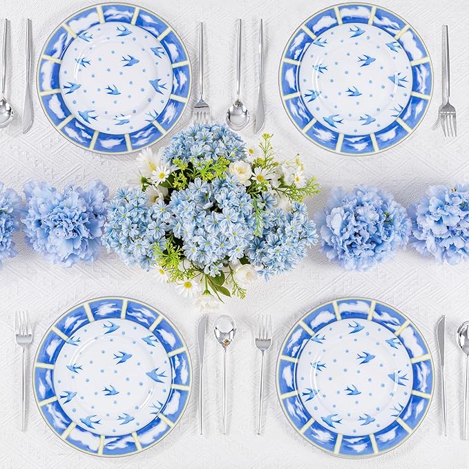 U-QE 20PCS Blue Plates - Blue Plastic Plates Disposable&Reusable - Heavy Duty Plastic Plate for Party&Wedding Including 10 Dinner 10.25" & 10 Appetizer Plate 7.5"