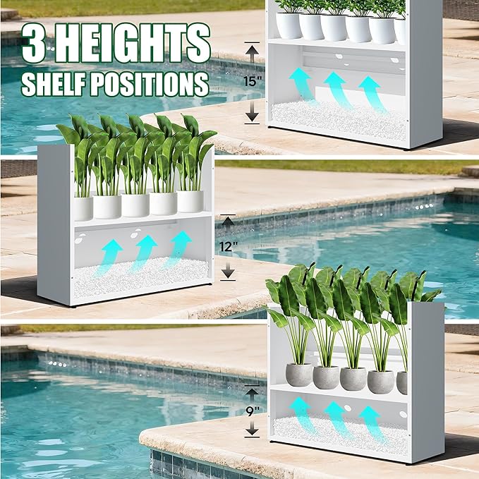 Large Metal Planter Box for Outdoor 30" Lx10“Wx24”H, Tall Rectangular Planters for Outdoor Patio/Porch/Cafe, All-Weather Durable Galvanized Steel, Modern Design for Plants, Flower,Garden, White