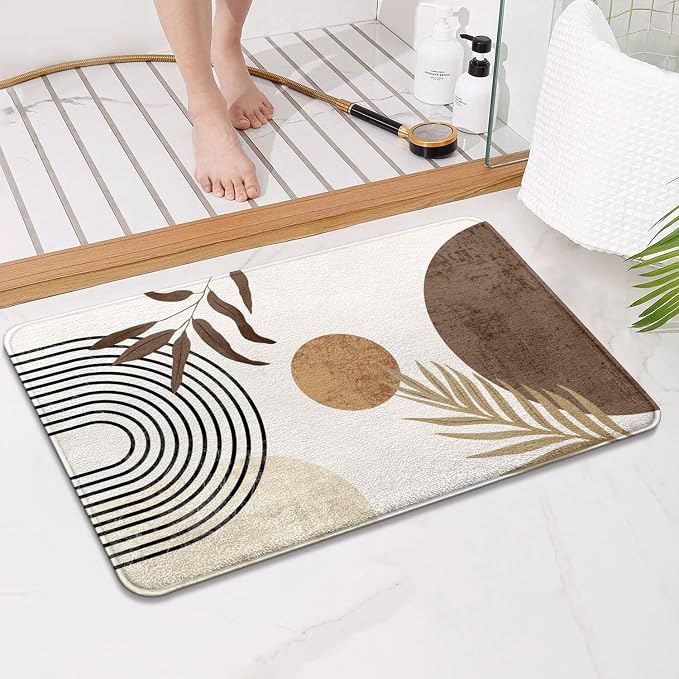 Bathroom Rugs Non-Slip Boho Bath Mat, Small Cute Bath Mat Soft Washable Bathmat Shower Rug for Bathtub Boho Decor