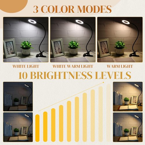 Glooglitter USB Ring Light - 48 LEDs with 3 Color Modes & 10 Brightness Levels | 360° Flexible Neck for Desk & Reading