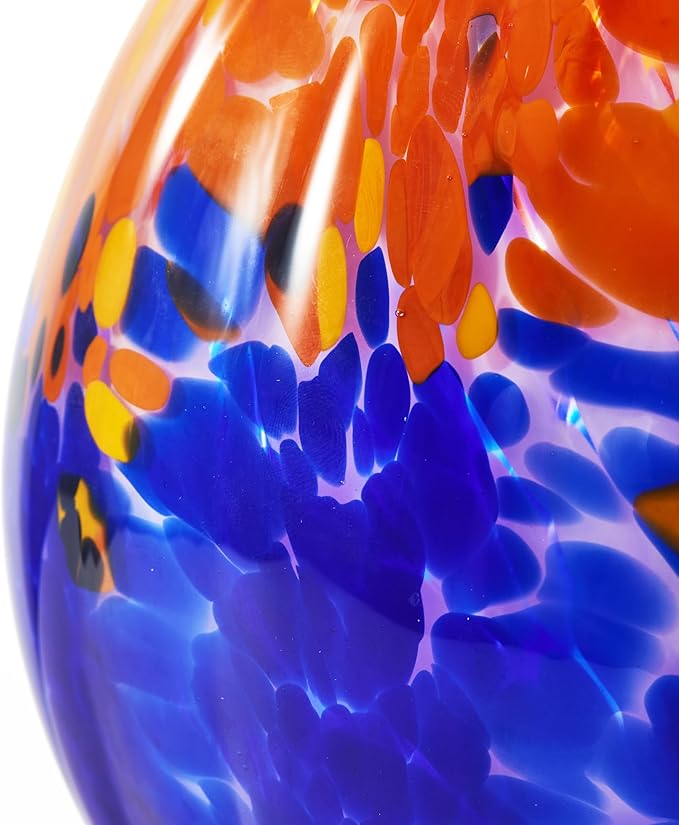 Luxury Lane Hand Blown Confetti Art Glass Bubble Bud Flower Vase for Home Decor 6 inch Tall Centerpiece Table Decoration
