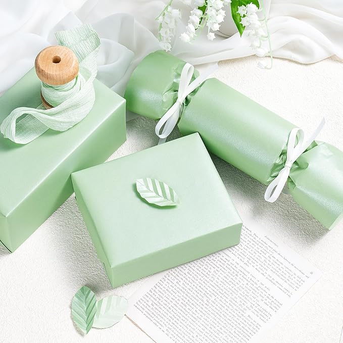 RUSPEPA Sage Green Matte Wrapping Paper, Mini Roll, Green Solid Color Pearly-luster Paper Perfect for Easter, Birthday, Wedding, Baby Shower, Christmas, DIY Bouquet, 17 Inches X 32.8 Feet